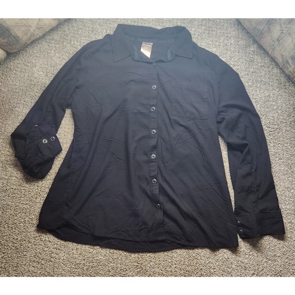 White Stag X Large Black button up long sleeve Soot Front Pocket Business Casual - Picture 1 of 11